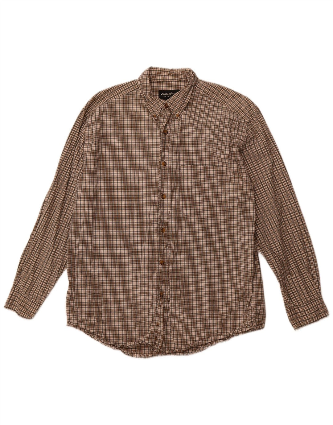 EDDIE BAUER Camisa De Hombre Algodón A Cuadros Marrón Medio