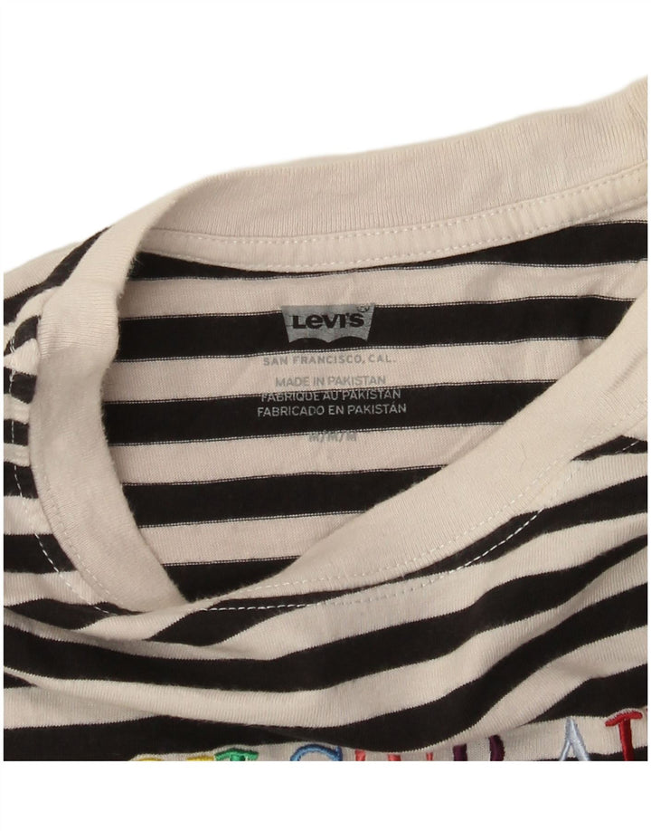 LEVI'S Top gráfico para mujer de manga larga UK 44 Mediano Rayas negras
