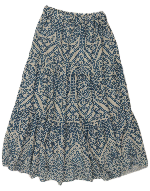 Vintage Mujer Maxi Falda W28 Azul Medio Paisley Viscosa