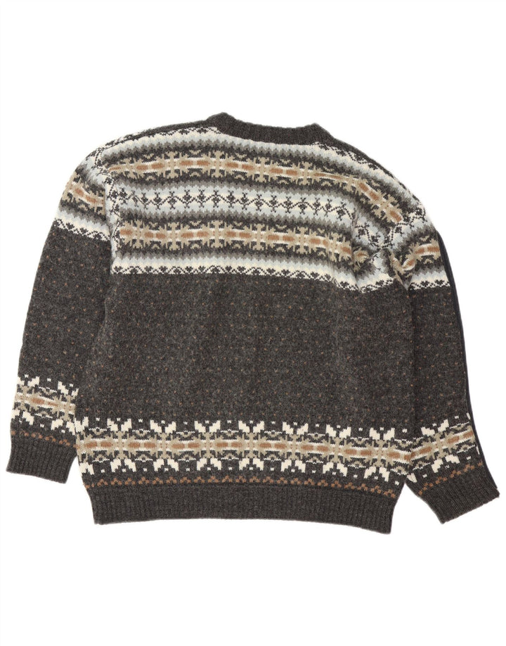 Lerros - Jersey de cuello redondo para hombre, talla grande, color gris, Fair Isle