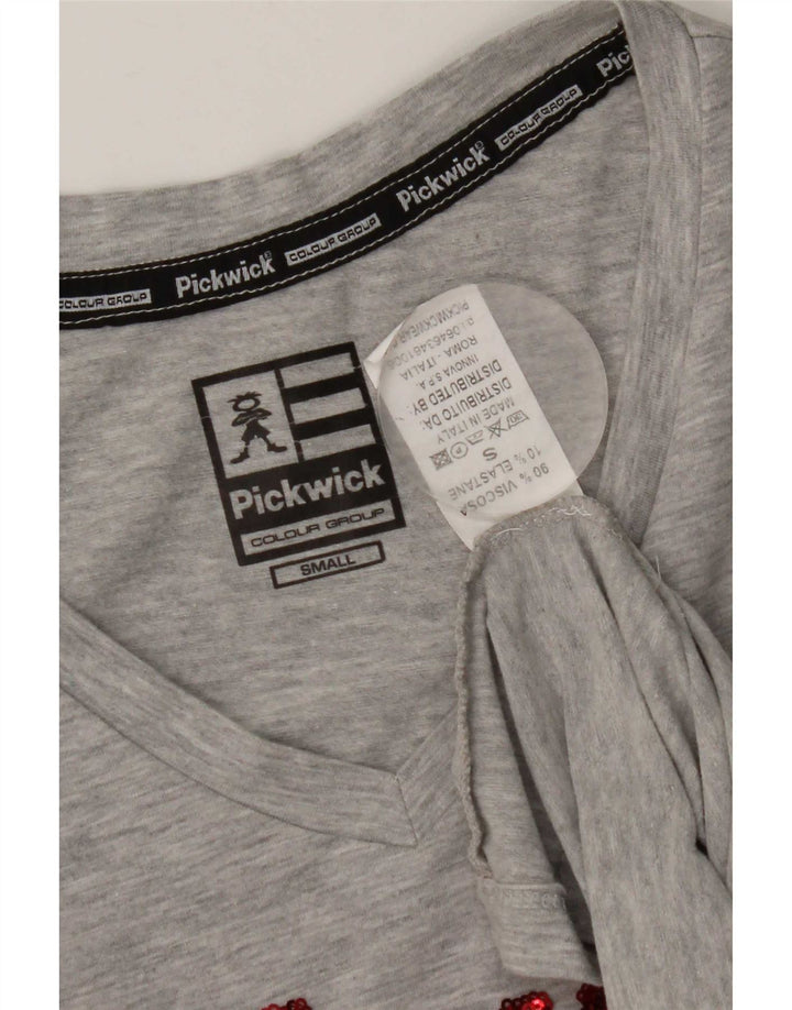 Pickwick Top gráfico para mujer de manga larga UK 8 Small Viscosa moteada gris