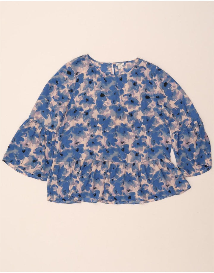 J. CREW Blusa de manga 3/4 para mujer UK 44 Poliéster floral azul medio