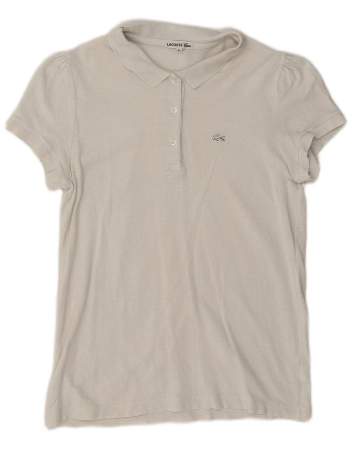 Polo Lacoste Mujer Talla 42 Grande Algodón Blanco