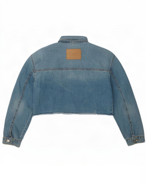 Zara Chaqueta Niña Crop Denim 11-12 Años Azul Algodón