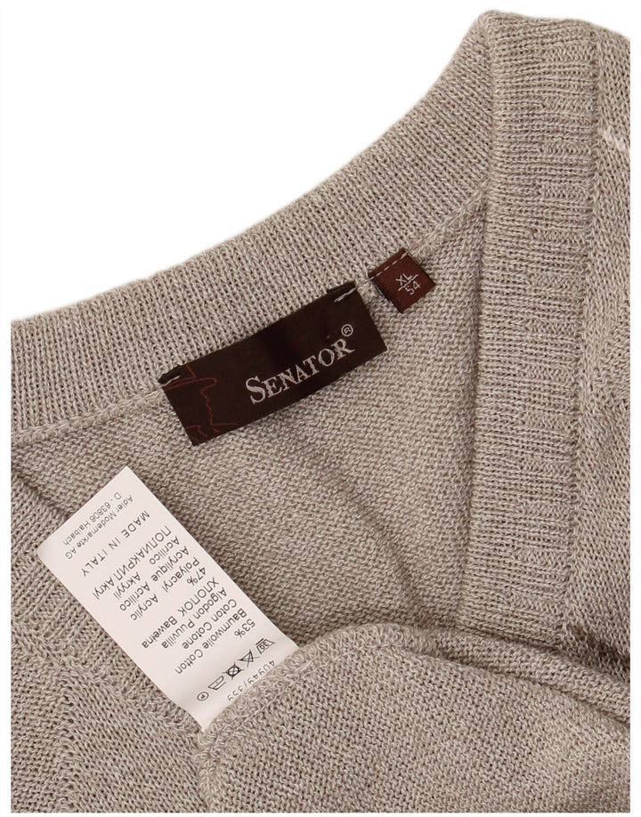 SENATOR Mens Vest Tank Top IT 54 XL Grey Argyle/Diamond Cotton