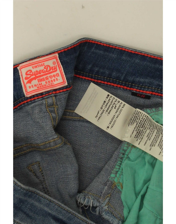 Superdry Mujer Pantalones Cortos De Mezclilla De Cintura Baja W30 Algodón Azul Medio
