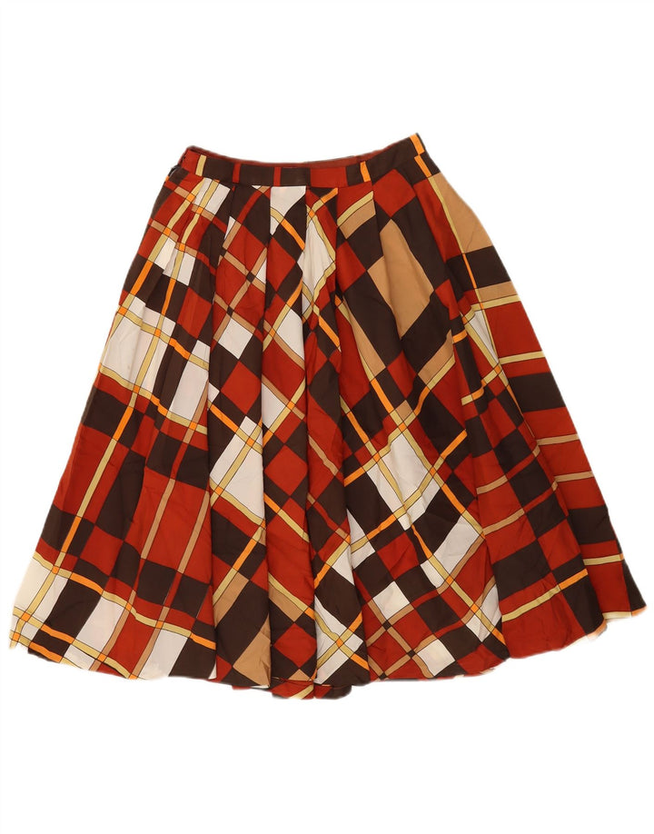 Falda acampanada vintage para mujer W24 XS cheque multicolor