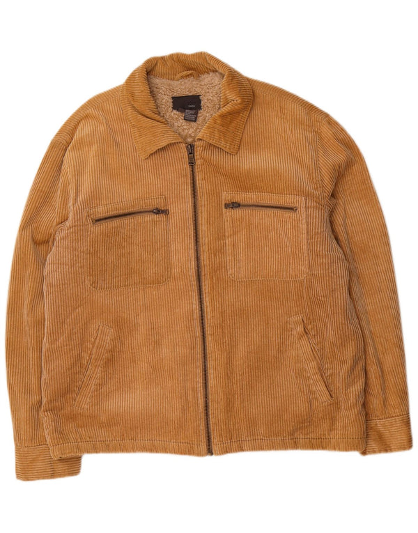 Zara Mens Sherpa Pana Chaqueta UK 44 2XL Algodón Beige