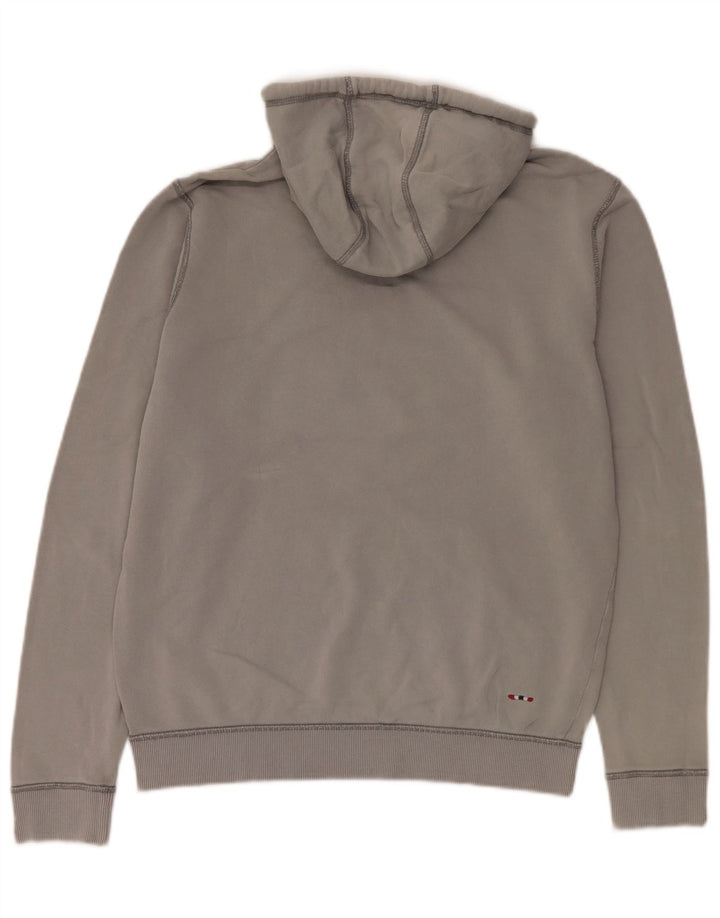 Napapijri Hombre Sudadera Con Capucha Gráfica Jersey De Algodón Gris Medio