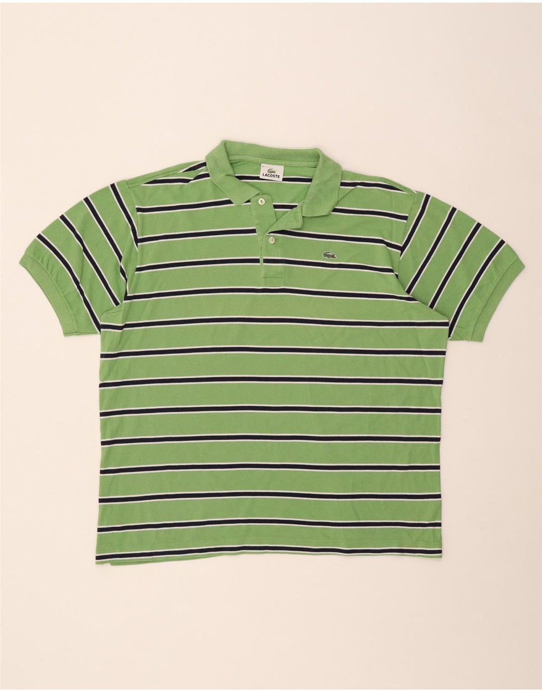 Polo Lacoste para hombre talla 7 2XL algodón a rayas verdes