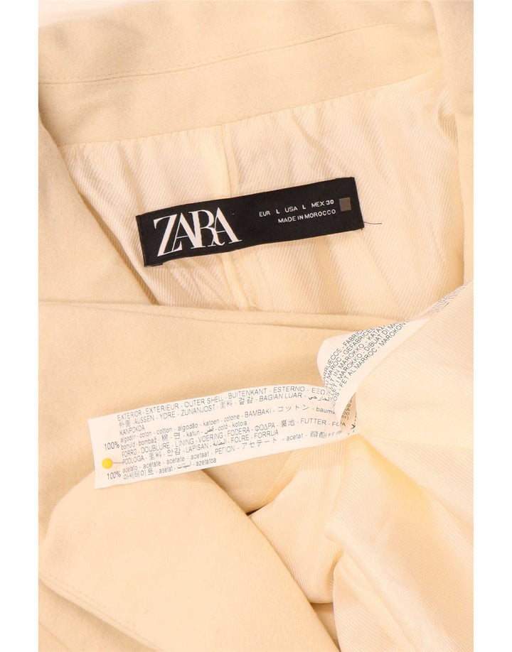 Zara Chaqueta Blazer De Doble Botonadura para Mujer Reino Unido 46 Grande Algodón Blanco Roto