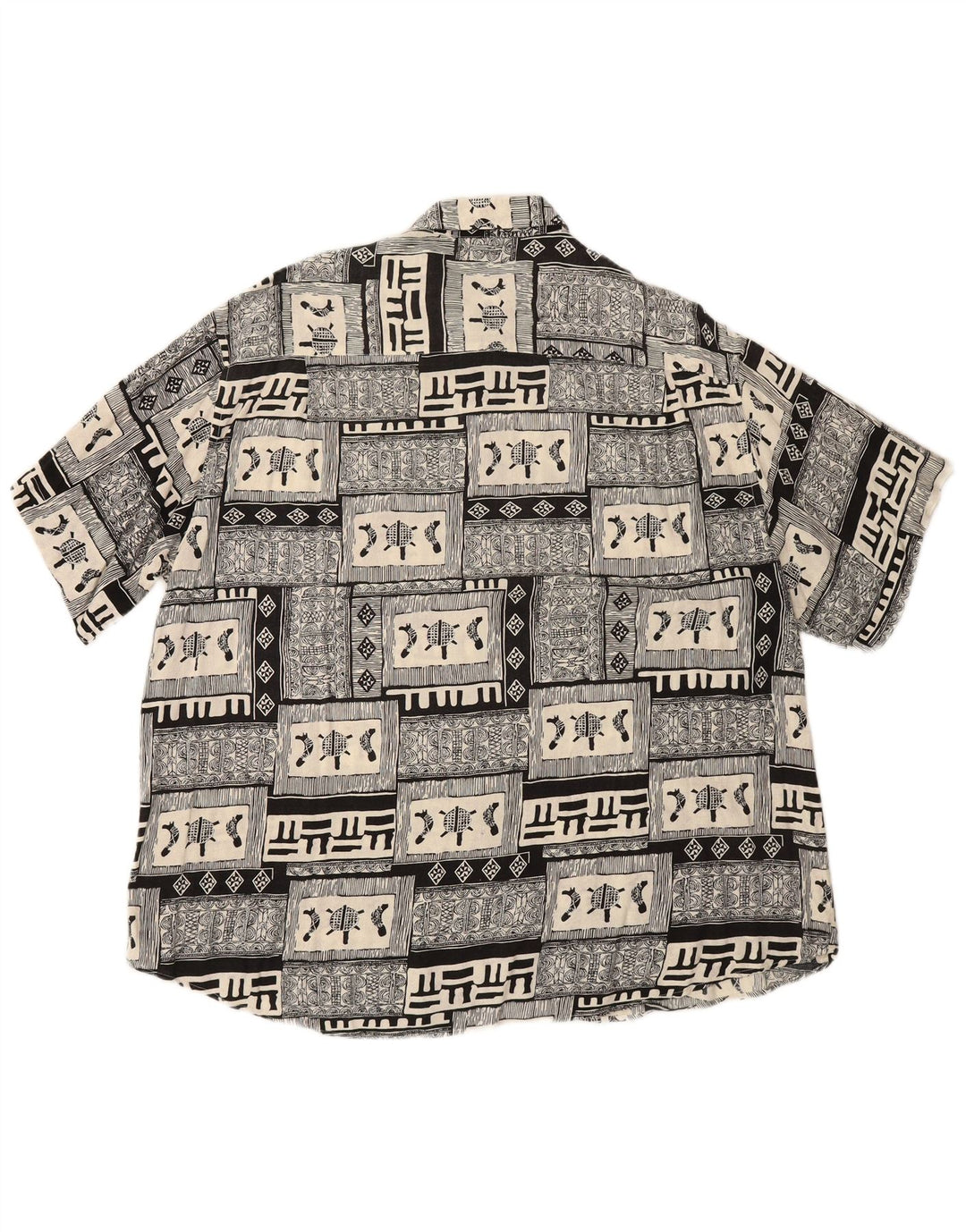 BOULEE Camisa Manga Corta Hombre Talla 45/46 2XL Viscosa Patchwork Negra