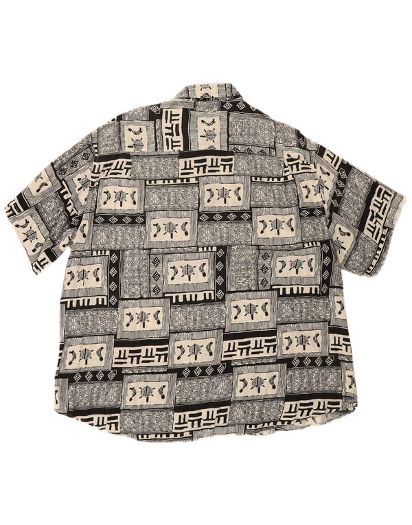 BOULEE Camisa Manga Corta Hombre Talla 45/46 2XL Viscosa Patchwork Negra