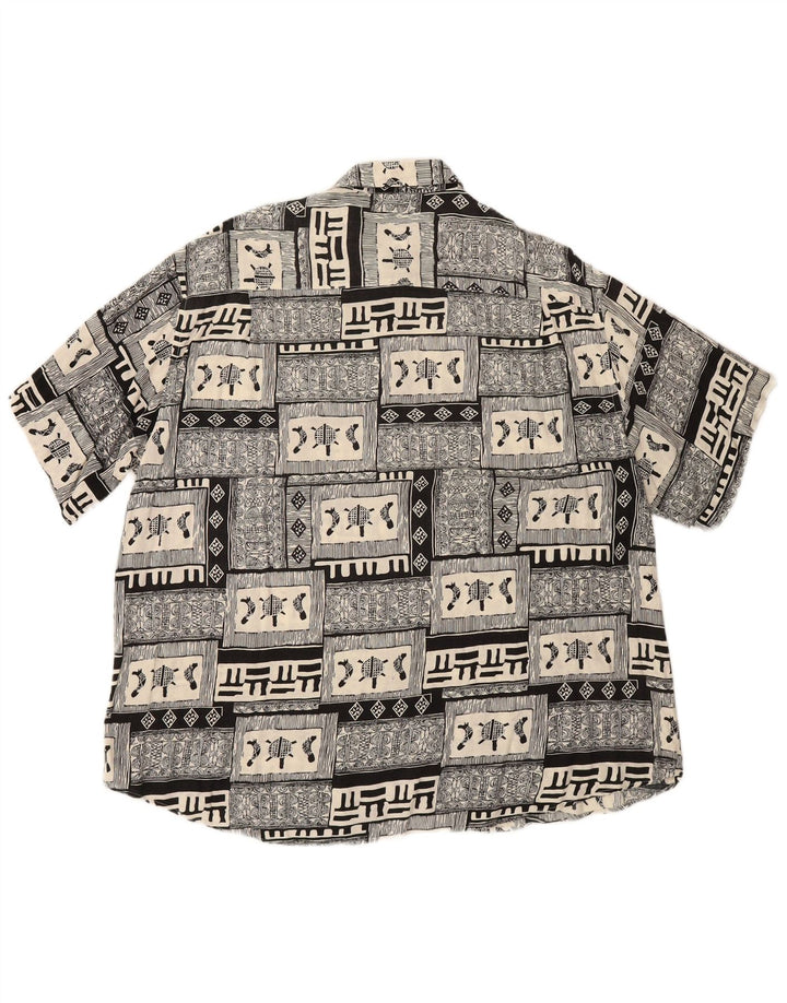 BOULEE Camisa Manga Corta Hombre Talla 45/46 2XL Viscosa Patchwork Negra