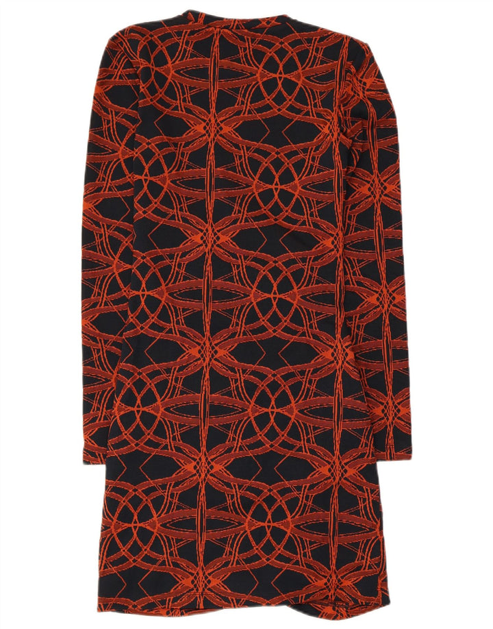 Zara Vestido recto de manga larga con estampado abstracto para mujer UK 8 Small Negro