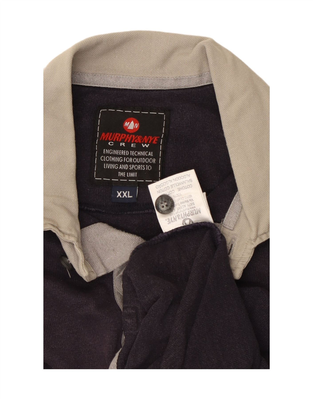 MURPHY & NYE Polo de rugby de manga larga para hombre 2XL Azul marino Algodón