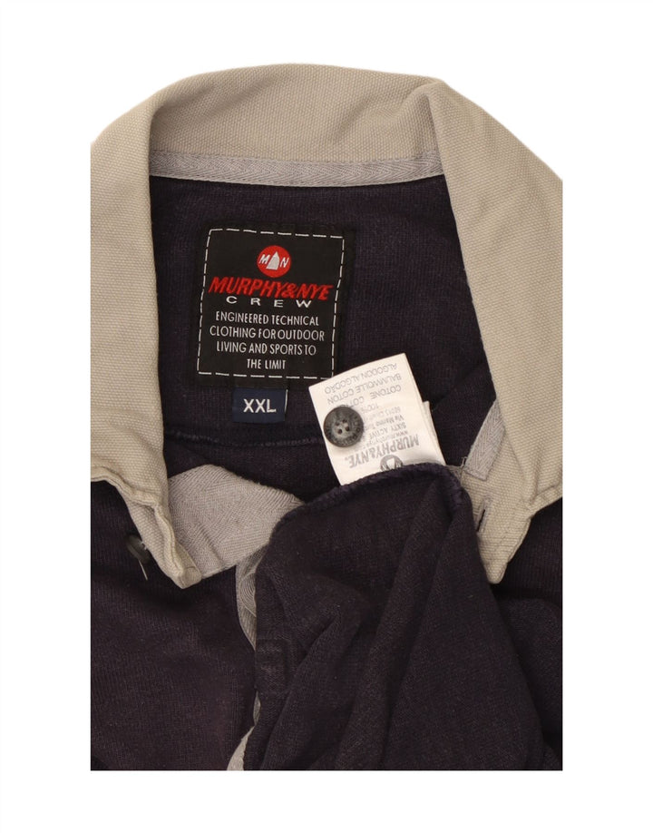 MURPHY & NYE Polo de rugby de manga larga para hombre 2XL Azul marino Algodón