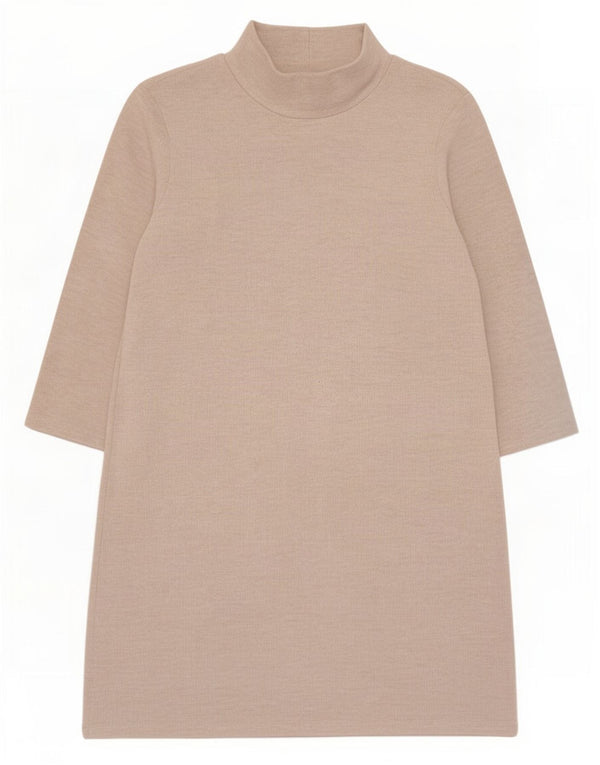 Zara Mujer Vestido Jersey Manga 3/4 UK 42 Poliéster Beige Medio