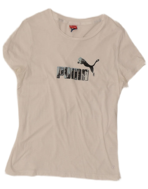 Puma Womens Graphic T-Shirt Top UK 14 Large White