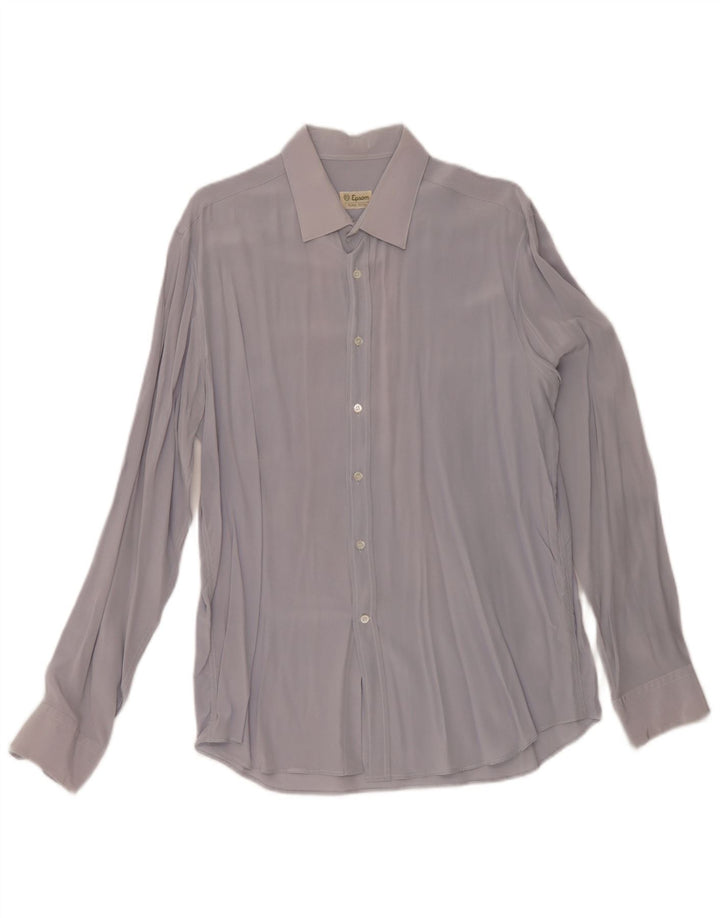 Camisa Epsom Hombre Seda Azul Medio