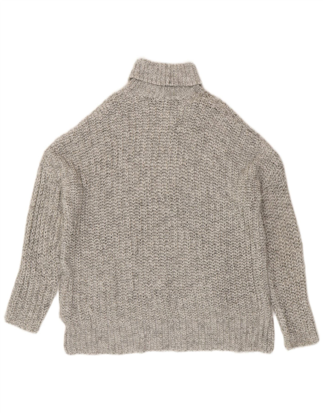 Zara Jersey oversize con cuello vuelto para mujer, talla 44, color gris medio moteado