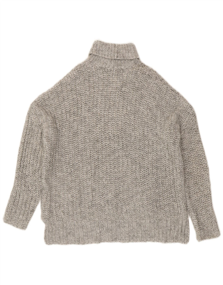 Zara Jersey oversize con cuello vuelto para mujer, talla 44, color gris medio moteado