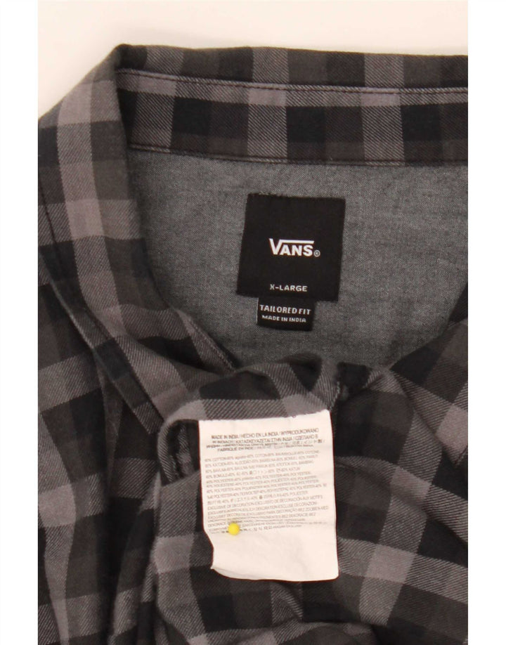 Vans Camisa de franela entallada para hombre XL Algodón a cuadros negro