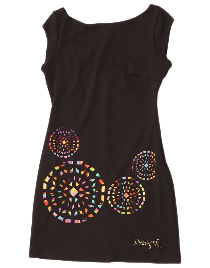 Desigual Vestido recto gráfico para mujer UK 44 Grande Negro Geométrico