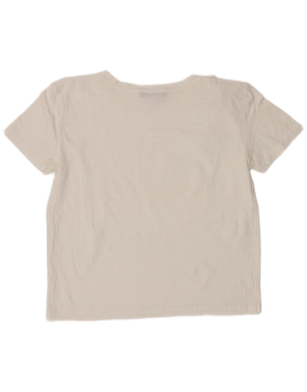 Zara Mujer Crop Camiseta Top UK 10 Small Blanco