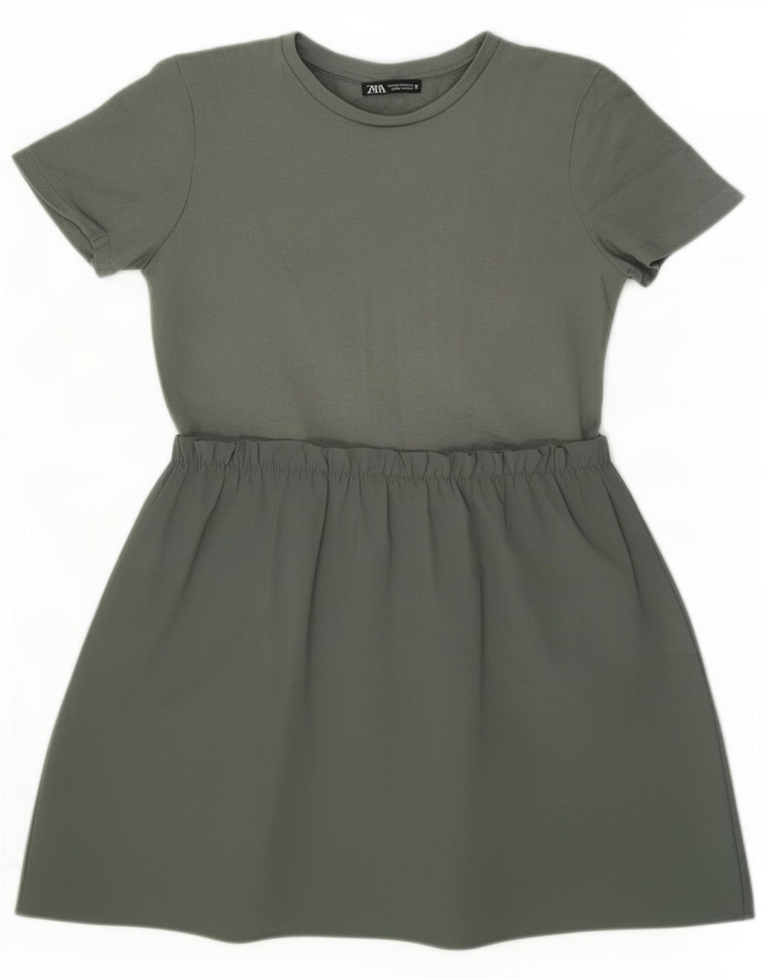 Zara Mujer Vestido Acampanado UK 42 Verde Medio