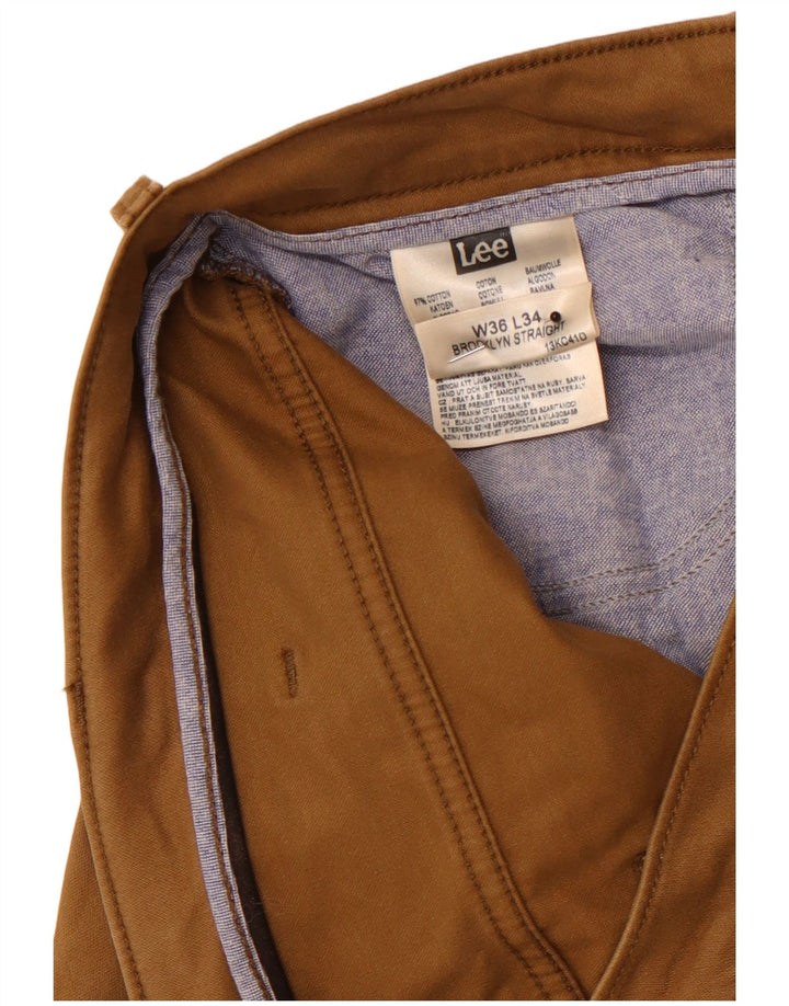 LEE Pantalones informales rectos Brooklyn para hombre W36 L30 Algodón marrón