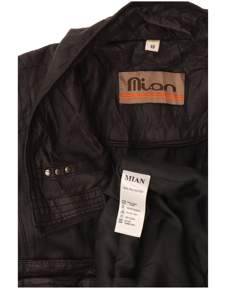 Chaqueta vintage de piel sintética para hombre IT 48 Poliéster negro medio