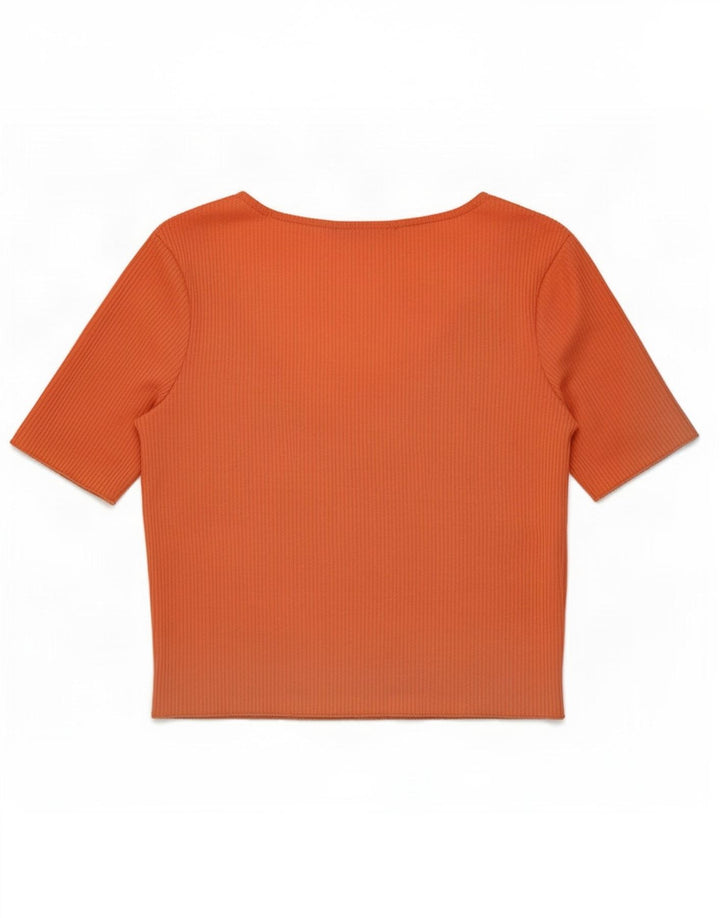 Zara Mujer Crop Top De Manga Corta UK 42 Rosa Mediano