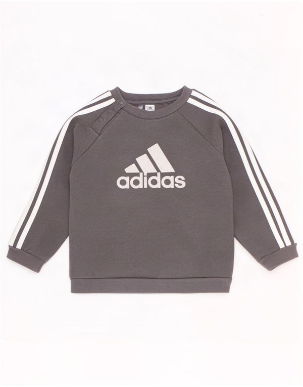 Adidas - Sudadera gráfica para bebés (9-12 meses, algodón gris)