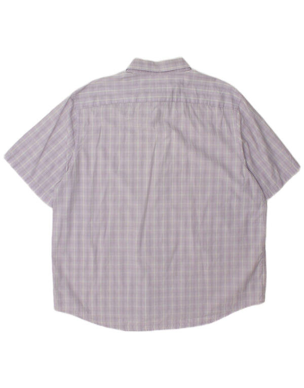 Camisa Lacoste Hombre Manga Corta Talla 46 2XL Algodón Cuadros Morado