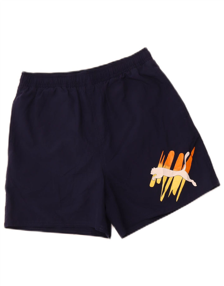 PUMA Pantalones cortos deportivos con gráfico para niños 15-16 años Azul marino