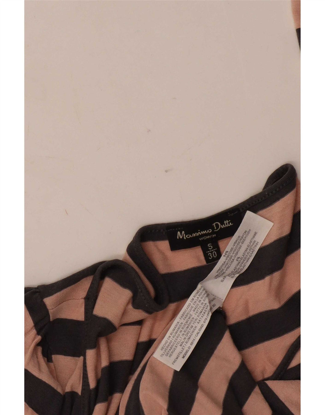 Massimo Dutti Top Mujer Manga Larga UK 40 Small Viscosa Rayas Rosa