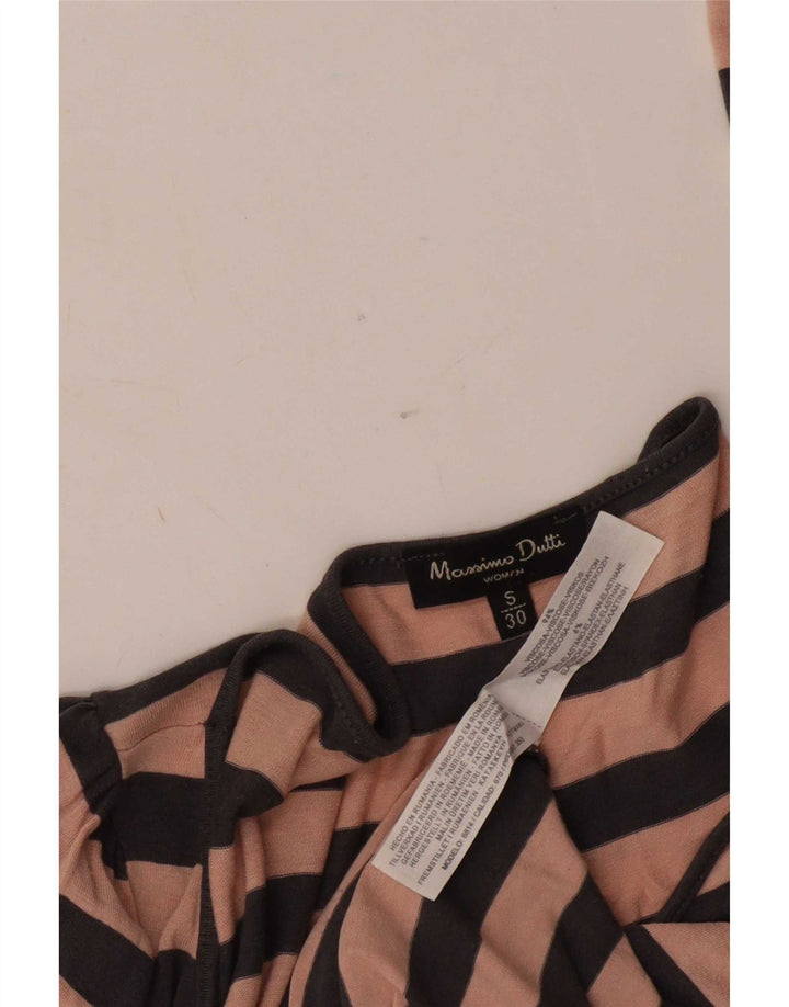 Massimo Dutti Top Mujer Manga Larga UK 40 Small Viscosa Rayas Rosa