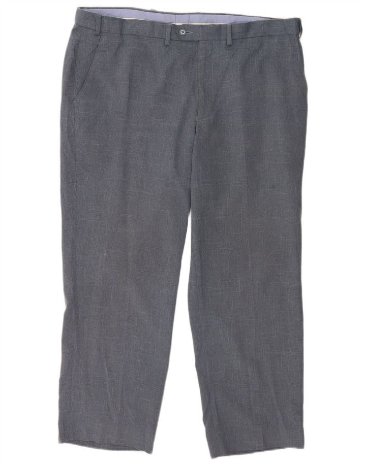Marks & Spencer Pantalón de traje de corte regular para hombre W40 L29 Poliéster azul marino