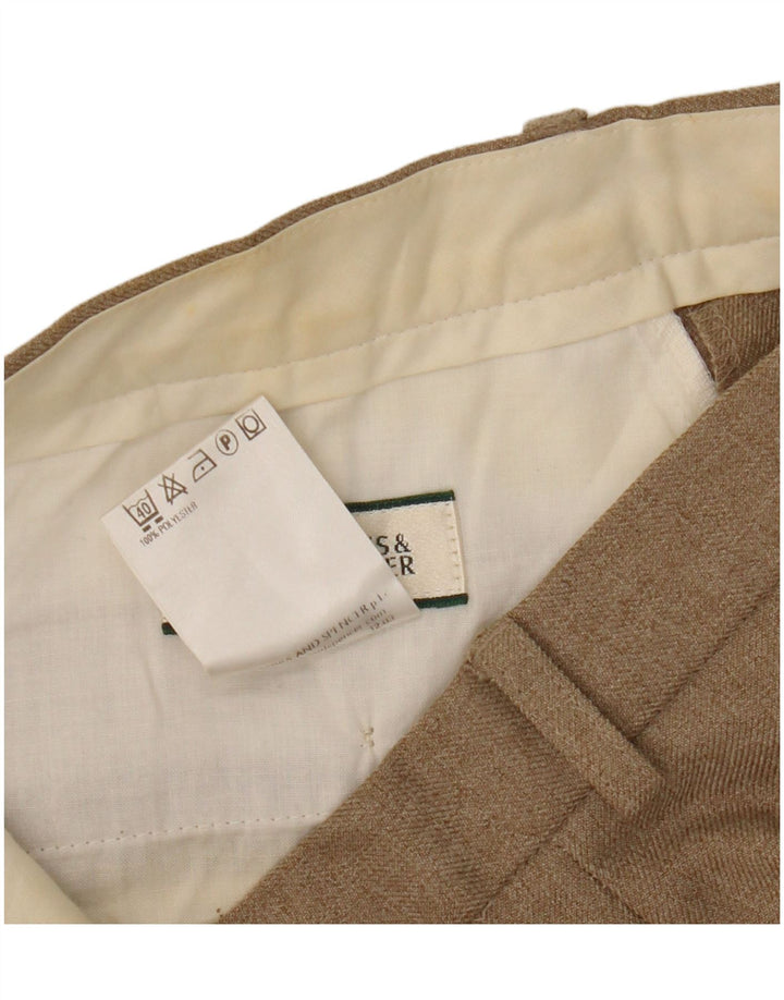 Marks & Spencer Pantalón chino recto para hombre W32 L31 Poliéster beige