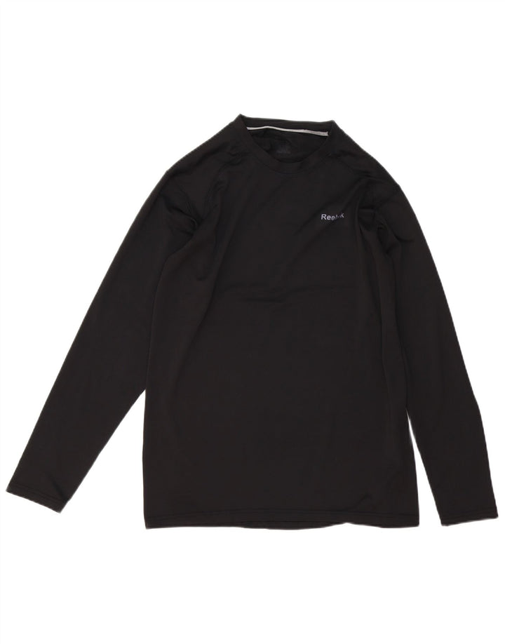 Reebok Hombre Top Manga Larga Pequeño Poliéster Negro