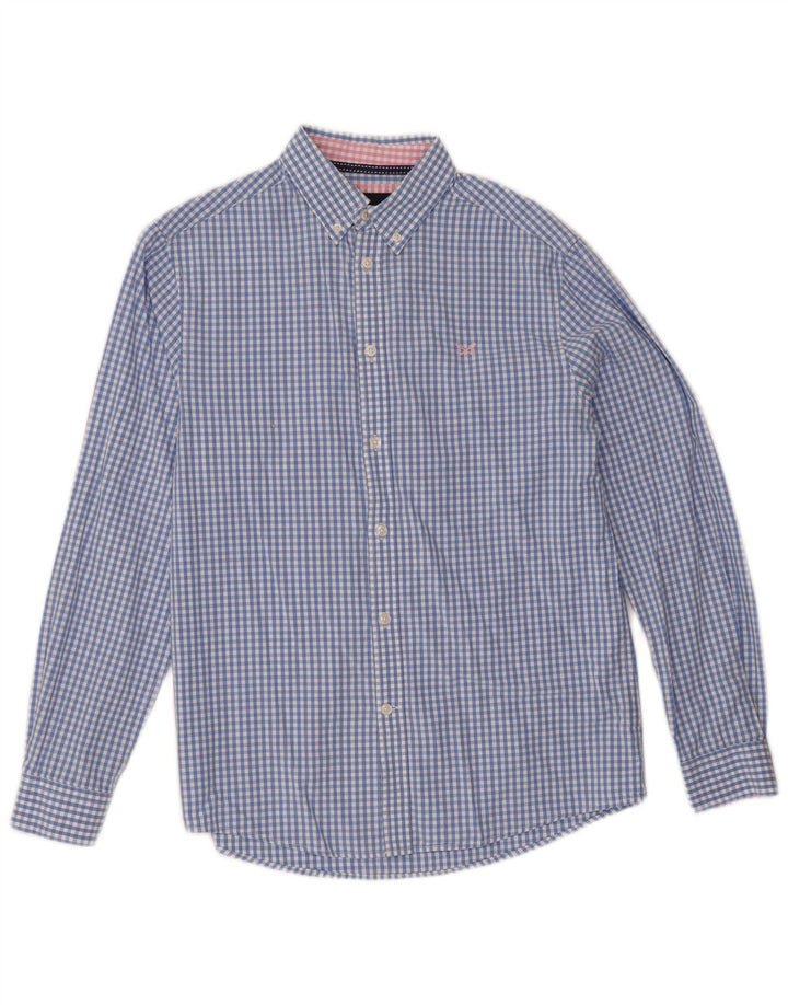 Crew Clothing Camisa de corte clásico para hombre Algodón a cuadros azul pequeño