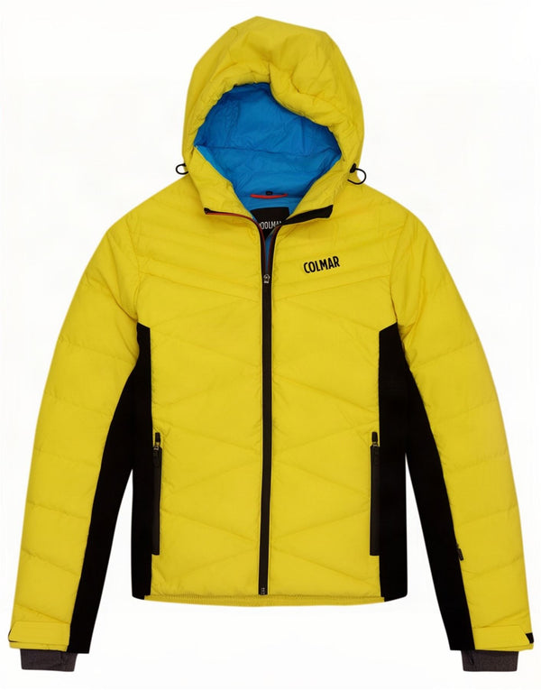 Colmar Hombre Chaqueta Acolchada Con Capucha IT 48 Poliéster Color Block Amarillo Medio