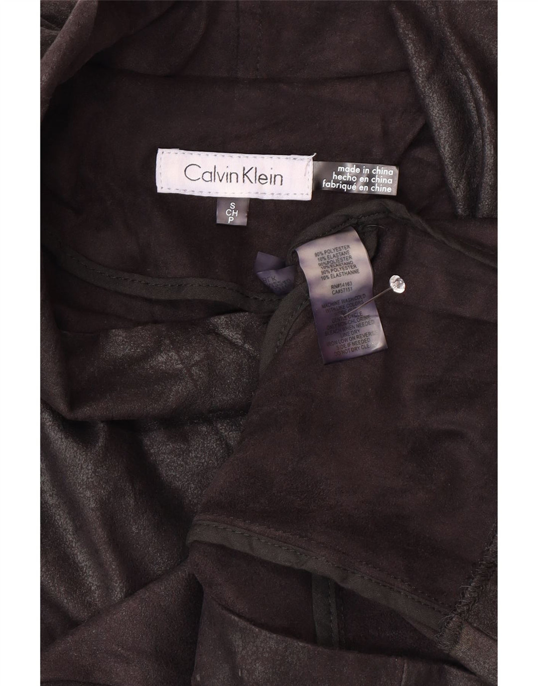 Calvin Klein Chaqueta Bomber de Piel sintética para Mujer UK 10 Small Black Biker