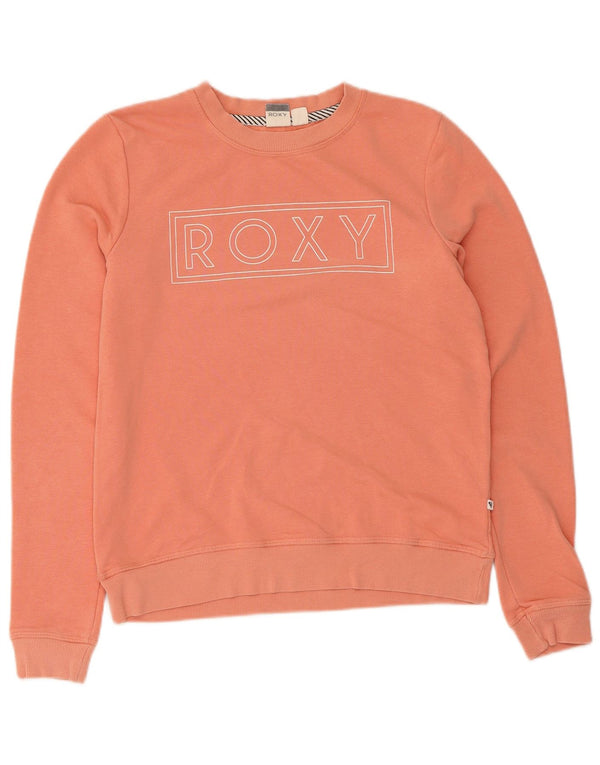 Roxy Womens Graphic Sweatshirt Jumper UK 10 Small Pink Cotton