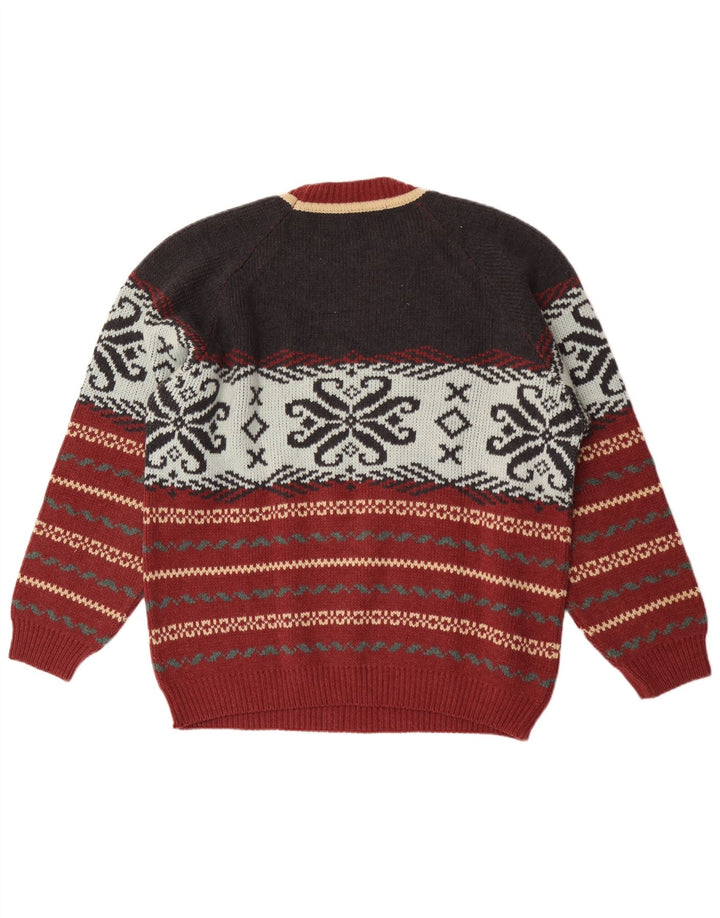 Lemon - Jersey con cuello redondo para hombre, talla XL, lana Fair Isle multicolor