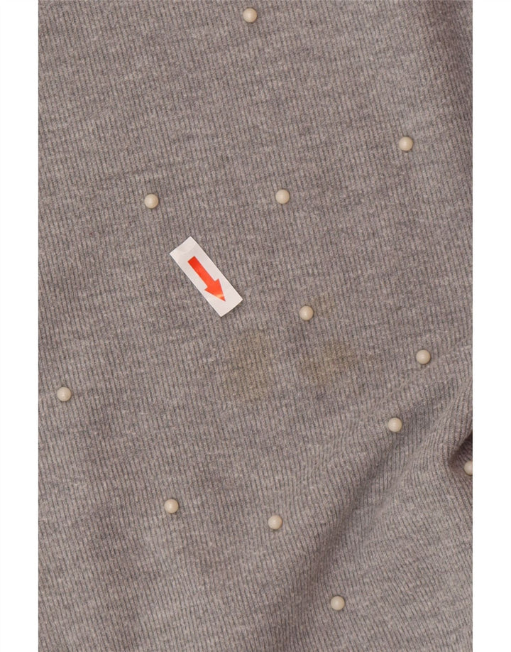 Zara Mujer Top extragrande con capucha Manga larga UK 44 Gris medio manchado