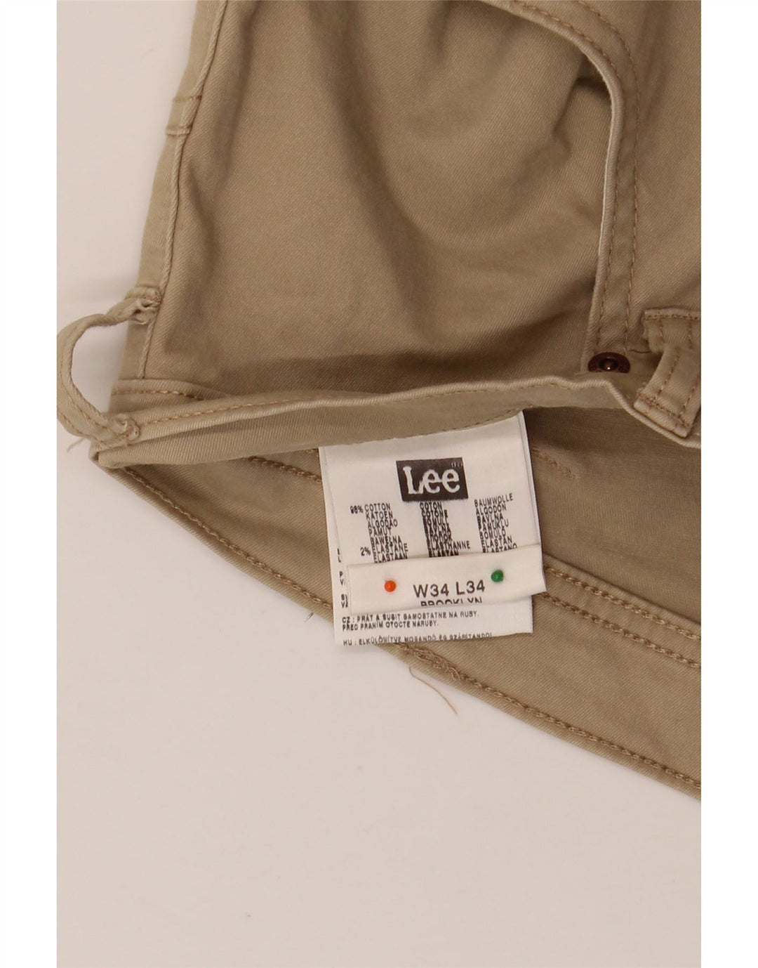 LEE Pantalones informales rectos Brooklyn para hombre W34 L34 Algodón beige