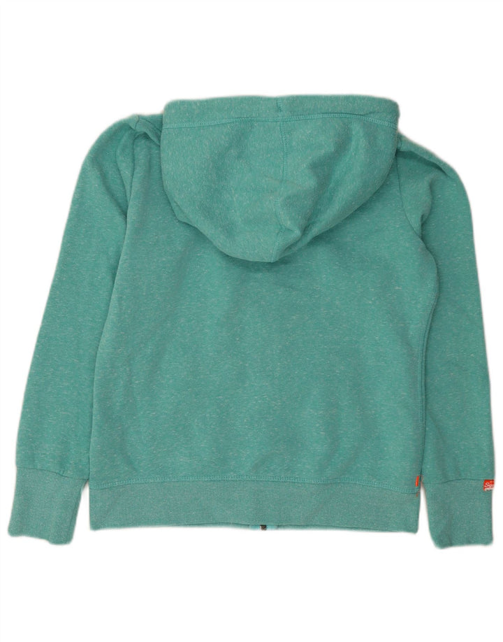 SUPERDRY Suéter con capucha y cremallera para mujer UK 40 Grande Poliéster moteado turquesa