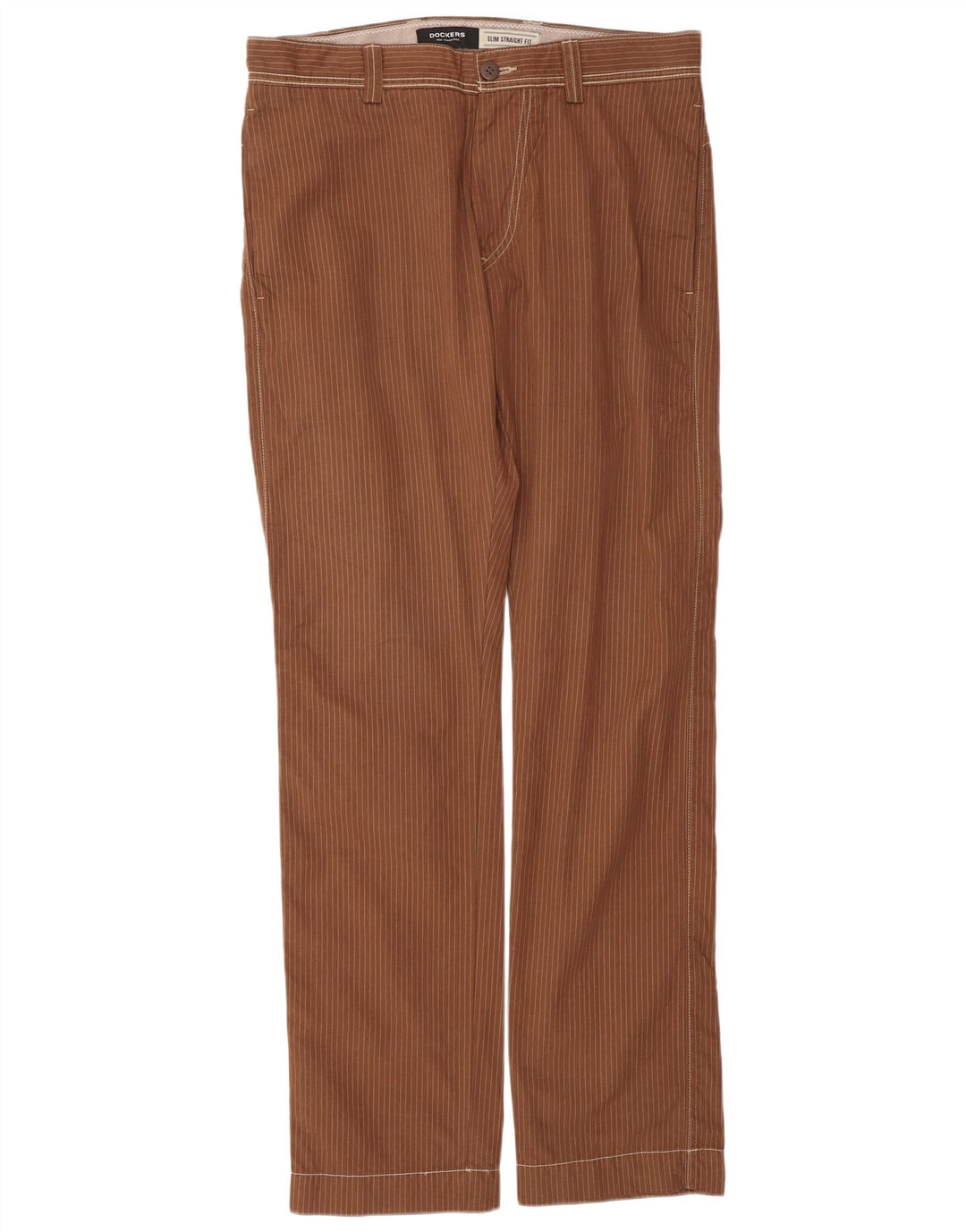 DOCKERS Pantalón Chino Slim Fit para Hombre W34 L34 Marrón Pinstripe Classic